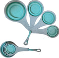 Measuring Cups Set of 4, Collapsible Silicone 59 ml, 79 ml, 118 ml and 237 ml, Space-Saving Kitchen Measuring Tools with Storage Hook for Baking and Cooking (Blue) - image 1