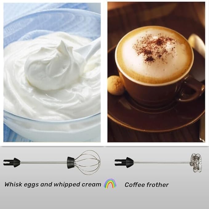 Milk Frother, USB Rechargeable Handheld Electric Whisk with Stainless Steel Mixer for Coffee, Latte, Cappuccino and Hot Chocolate, Portable Compact Design, White - image 4