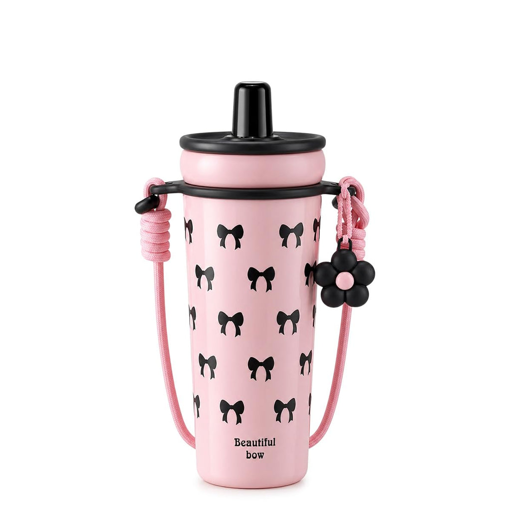 Travel Mug 720 ml, Stainless Steel Vacuum Insulated Tumbler with Straw Lid, Carry Handle, Shoulder Strap and Removable Filter for Hot and Cold Drinks, F-1547 (Pink) - image 1