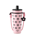 Travel Mug 720 ml, Stainless Steel Vacuum Insulated Tumbler with Straw Lid, Carry Handle, Shoulder Strap and Removable Filter for Hot and Cold Drinks, F-1547 (Pink) - image 1