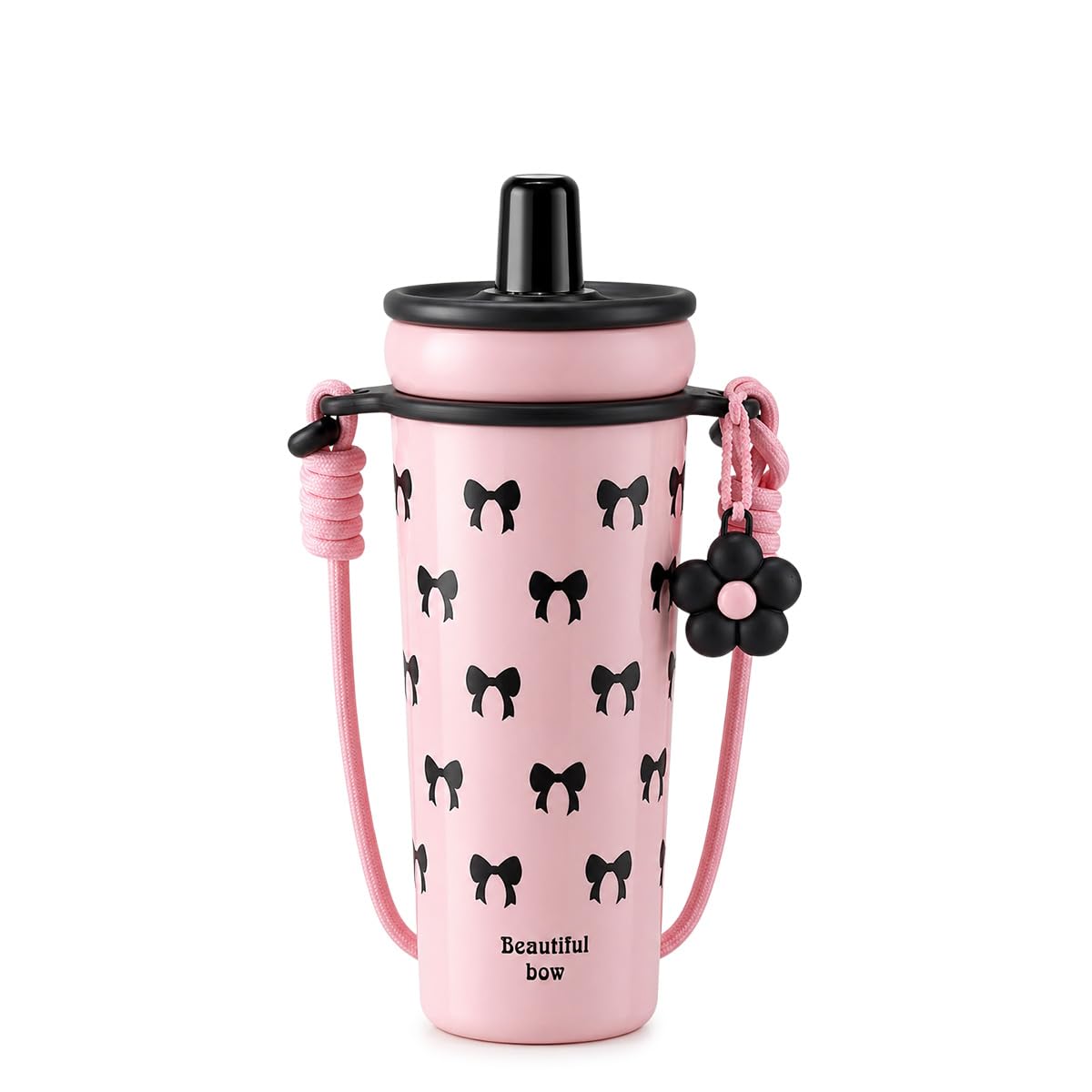 Travel Mug 720 ml, Stainless Steel Vacuum Insulated Tumbler with Straw Lid, Carry Handle, Shoulder Strap and Removable Filter for Hot and Cold Drinks, F-1547 (Pink) - image 1