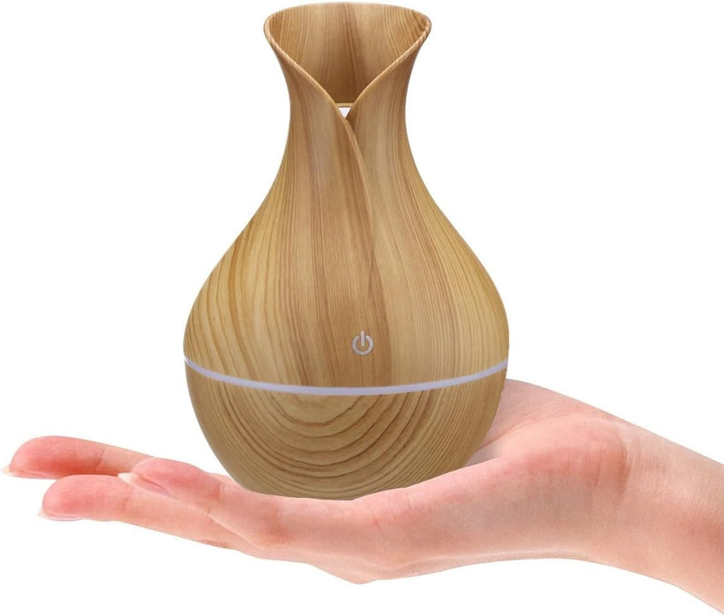 Ultrasonic Aroma Humidifier - Portable USB Essential Oil Diffuser with LED Night Light, Super Quiet, 200ml Capacity for Home, Office, and Nursery - Stylish Mini Humidifier 3W (Light Brown) - image 1