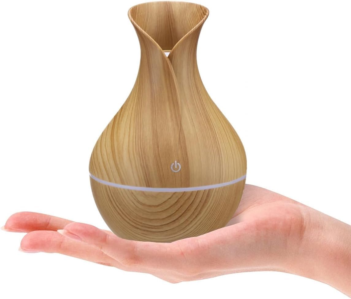 Ultrasonic Aroma Humidifier - Portable USB Essential Oil Diffuser with LED Night Light, Super Quiet, 200ml Capacity for Home, Office, and Nursery - Stylish Mini Humidifier 3W (Light Brown) - image 1