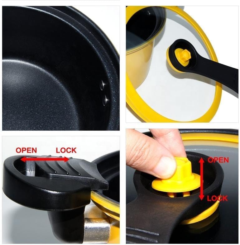 Fryer Pan With Lid 3.5L Non Stick Cooking Pot With Handle 22cm Kitchen Pan For Indoor Outdoor Use Heat Resistant Easy To Clean Healthy Low Fat Cooking Gadgets - image 4