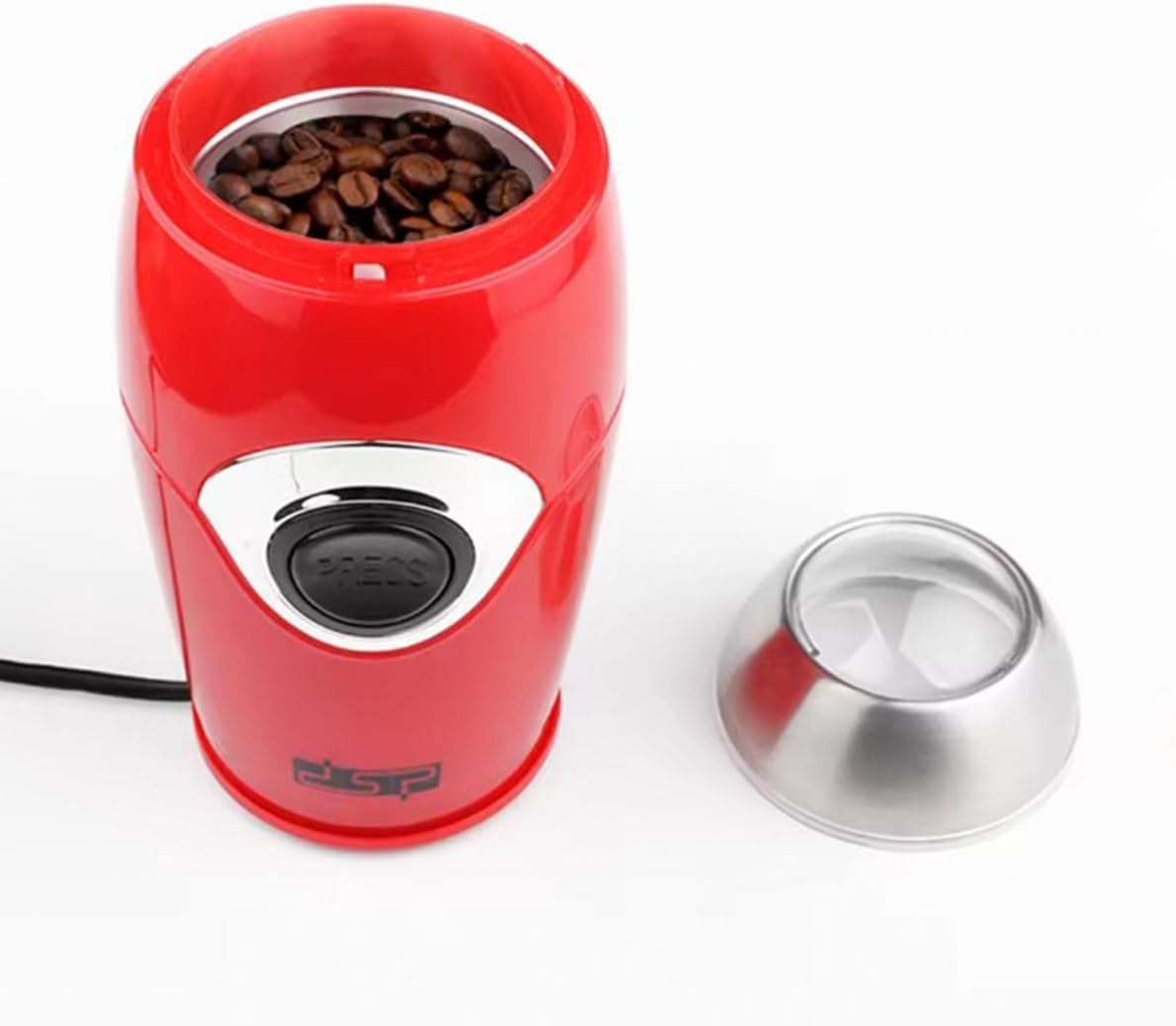 Coffee Grinder 200W, Electric Bean and Spice Grinder with 50g Stainless Steel Bowl and Blades, Pure Copper Motor and Safety Lid for Coffee, Nuts and Herbs, KA3002 (Red) - image 7