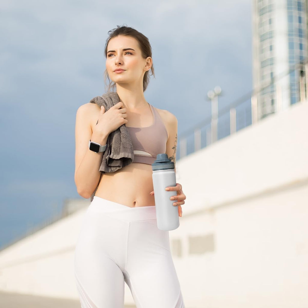 Water Bottle 530ml, Vacuum Insulated Stainless Steel Travel Mug with Double Wall and Leakproof Lid, BPA-Free Portable Sports Flask for Hot and Cold Drinks (White) - image 6