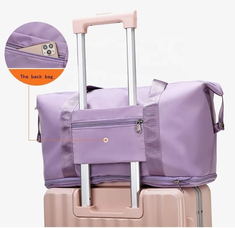 Travel Bag Women Large Capacity Waterproof Foldable Sports Gym Duffle Hand Bag With Side Pocket Lightweight Carry On (Purple) - image 6