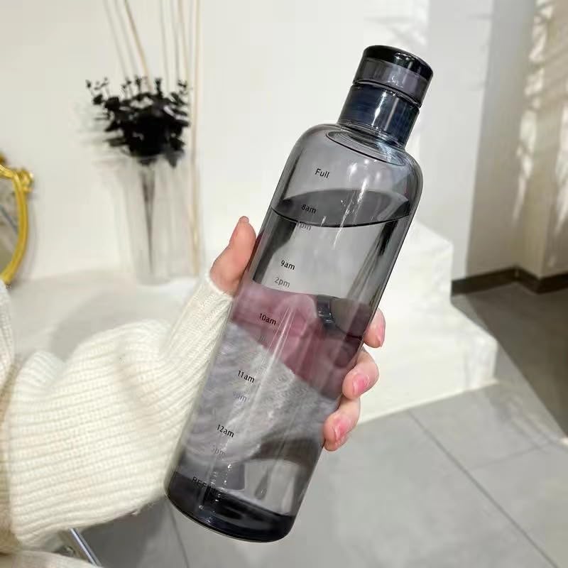 Water Bottle with Hourly Time Markers 500ml - Sport Water Bottle, Leak Proof lid & Reusable, BPA Free, Motivational Flask with Wide Mouth (Transparent) - image 5