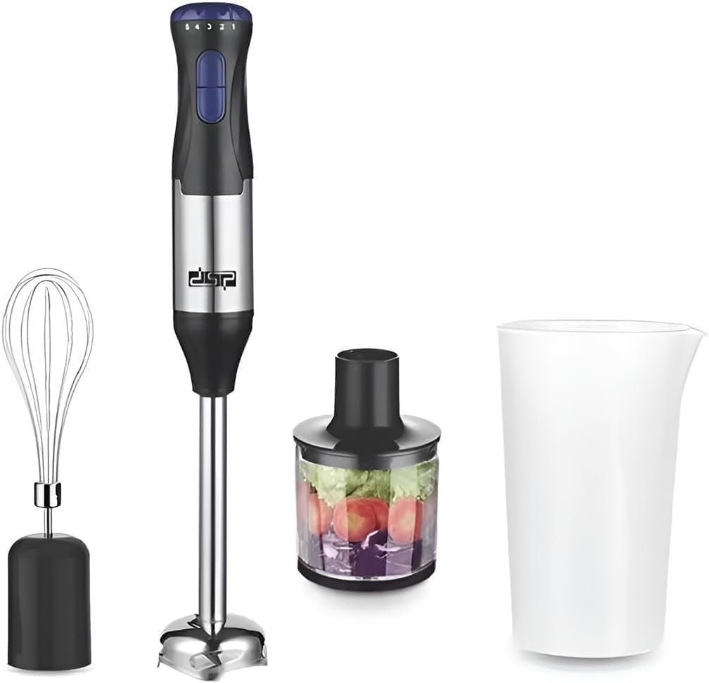 Hand Blender 4 in 1, 200W Immersion Blender with Chopper, Whisk and 500ml Beaker, Turbo Variable Speed, Stainless Steel Blades, Detachable Easy-Clean Attachments, KM1092, Black - image 1