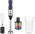Hand Blender 4 in 1, 200W Immersion Blender with Chopper, Whisk and 500ml Beaker, Turbo Variable Speed, Stainless Steel Blades, Detachable Easy-Clean Attachments, KM1092, Black - image 1