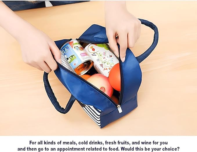 Insulated Lunch Bag for Kids, Foldable Thermal Food Carrier with Top Handle for School, Travel and Picnics (Dark Blue) - image 5