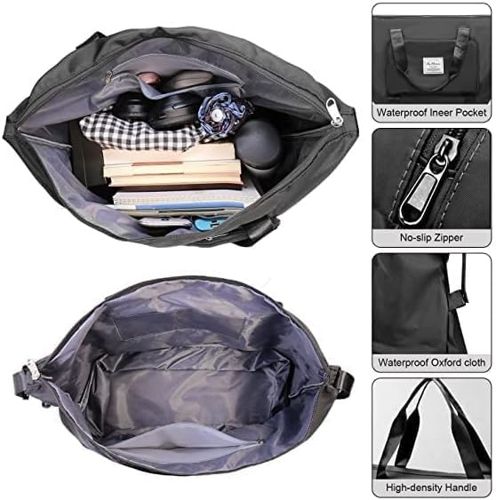 Travel Bag for Women Large Capacity Waterproof Foldable, Sports Gym Duffle with Side Pocket, Lightweight Carry-On Shoulder Bag (Black) - image 4