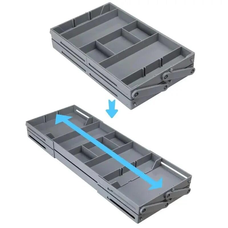 Drawer Organizer 2 Tier Folding Storage Drawers for Makeup and Jewelry, Desktop Desk Organizer for Office Supplies, Smart Space Saver for Kitchen Counter and Vanity - image 4