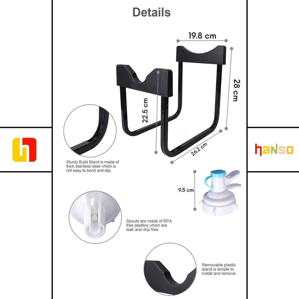 Water Bottle Stand with Faucet, 19L Metal Dispenser Holder Rack for Kitchen, Home, School and Camping, Portable Drinking Water Jug Support, Black - image 5
