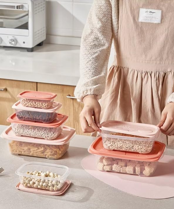 Food Storage Containers Set of 4, Airtight Oval Refrigerator Boxes, Microwave Safe up to 3 Minutes for Fruit, Vegetables, Meal Prep and Leftovers (Pink) - image 3