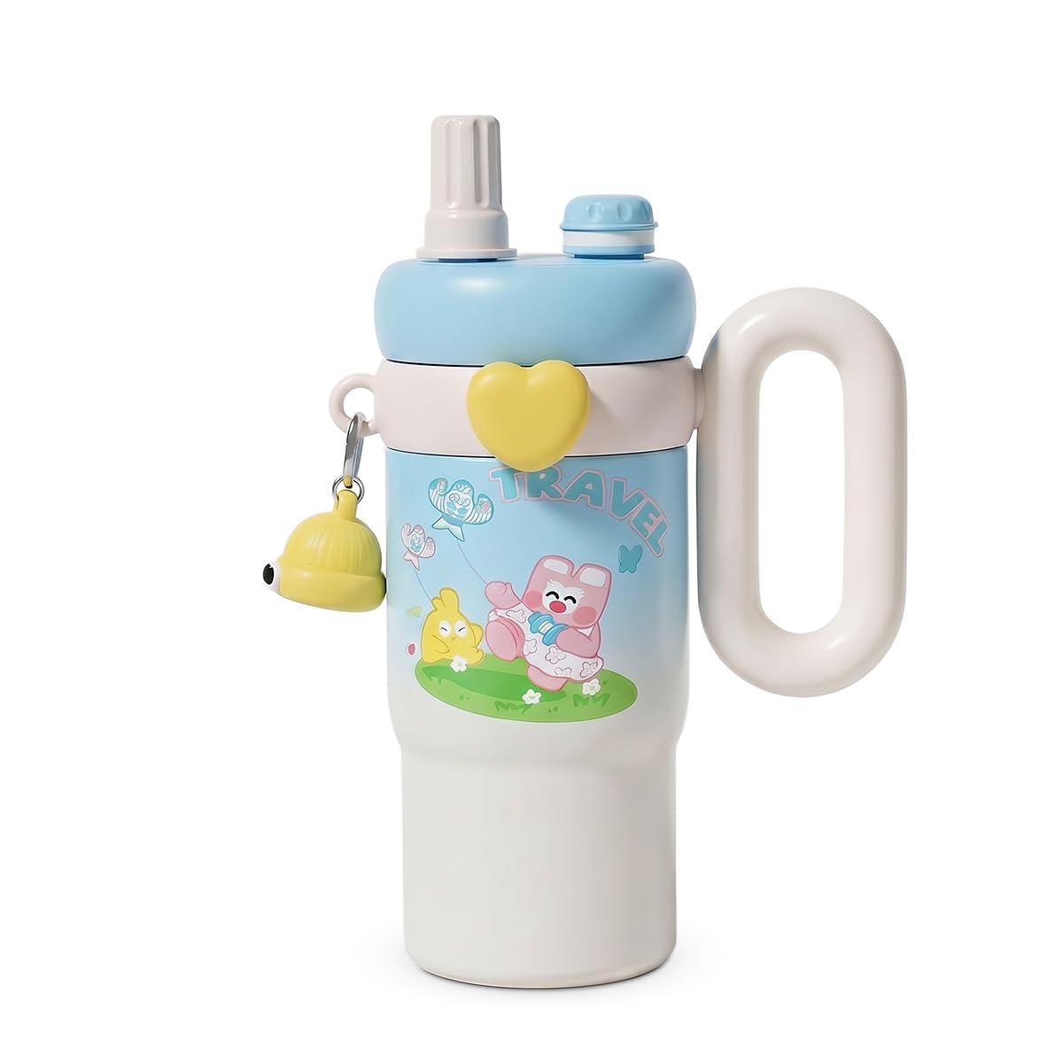 Vacuum Cup 850ml – Stainless Steel Double-Walled Travel Mug with Straw & Handle, Leak-Proof, BPA-Free, Perfect for Students, Double Drink method Water Bottle for Hot & Cold Drinks, F-1532 (Blue) - image 1