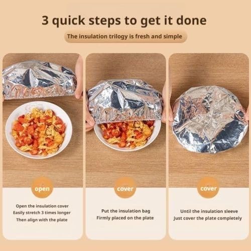 Aluminum Foil Food Covers 50 Pcs, Universal Bowl and Plate Lids for Fresh Keeping, Heat Retention, Leftovers and Kitchen Food Storage, Silver - image 2