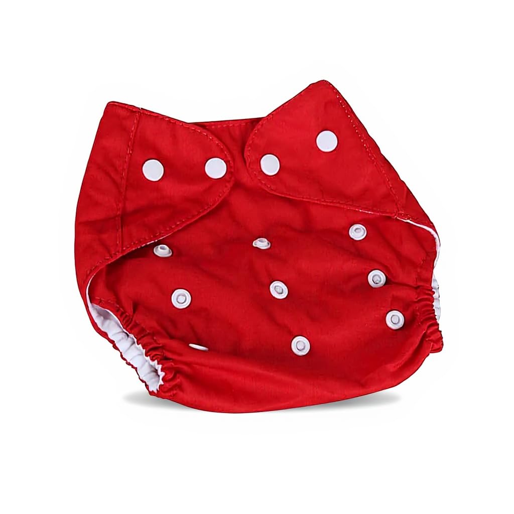 Cloth Diaper Adjustable Reusable Washable Pocket Nappy Cotton for Babies Infants Toddlers 0-3 Years Soft Baby Nappy Red - image 1