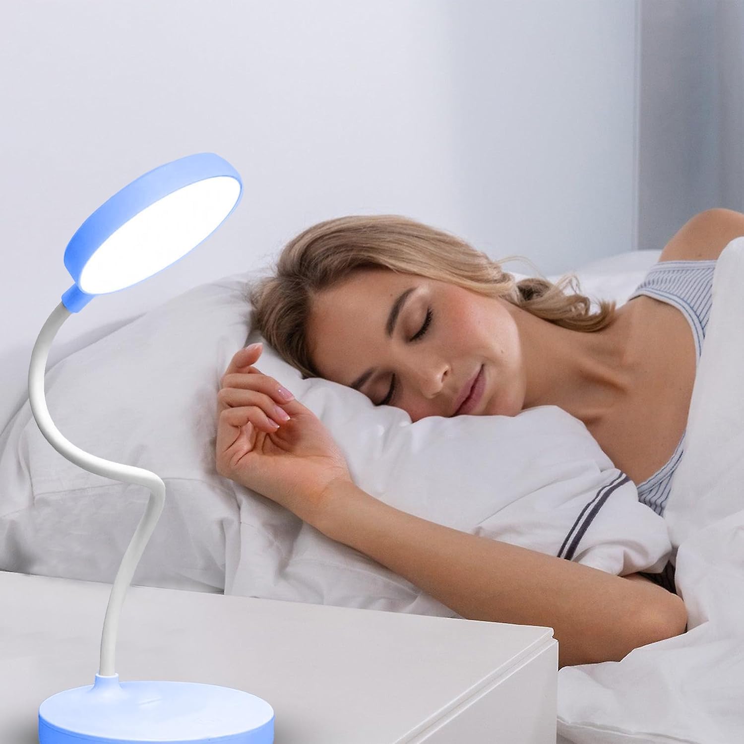Desk Lamp LED for Study, Foldable Adjustable Reading Light with Touch Control, 3 Brightness Levels, Home Office, Bedroom and Bedside, EL-332 (Blue) - image 7