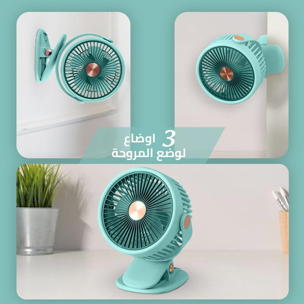 Portable Fan, Mini USB Handheld and Desk Fan with Stand, 3 Speed Settings, Quiet 5W Personal Cooling Fan for Home, Office and Travel, ZB125 (Green) - image 3