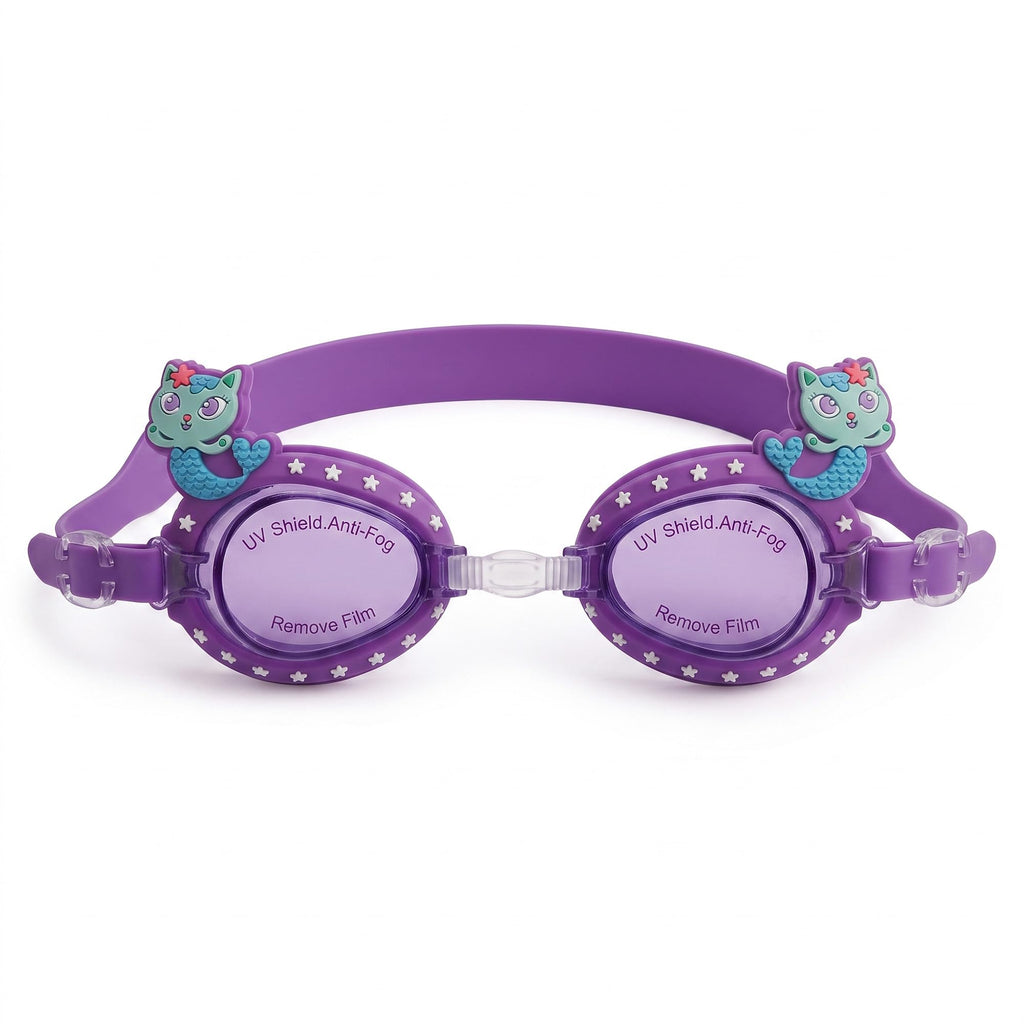 Swimming Goggles with Clear Lenses, Adjustable Silicone Strap, Comfortable One Size Swim Eyewear for Pool, Beach and Training, SB-379, Mermaid Purple - image 1