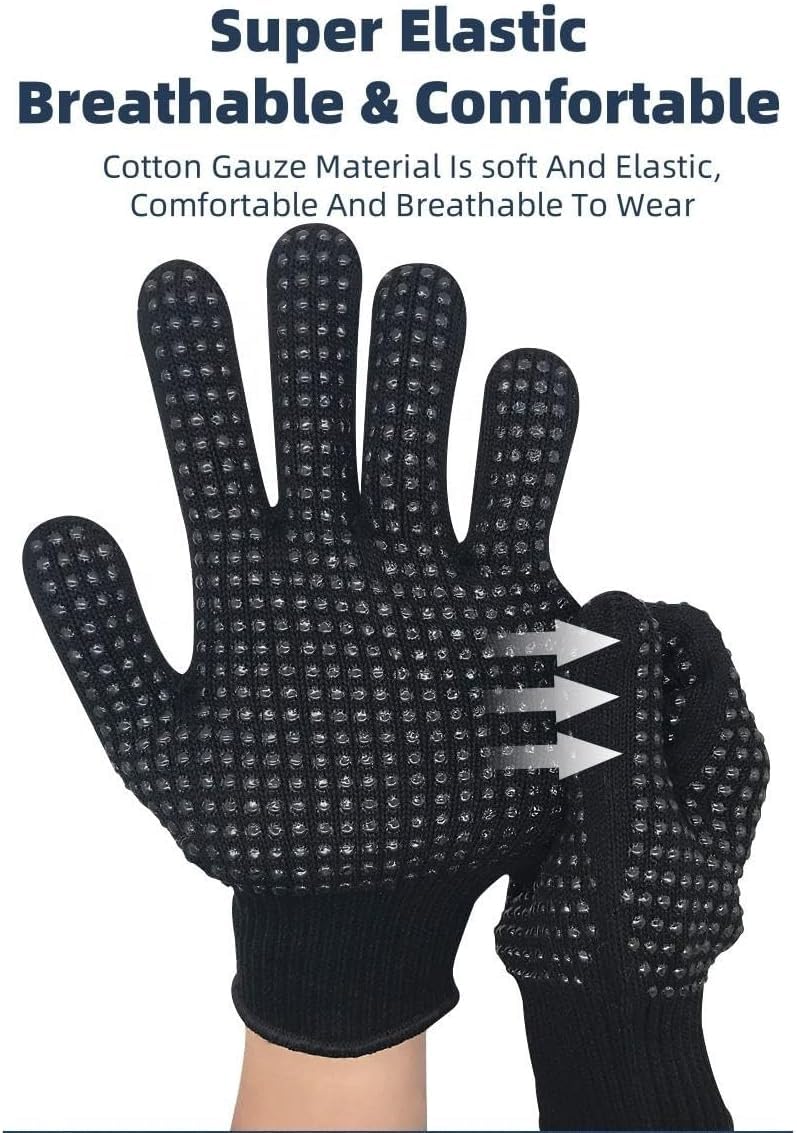 Heat Resistant Glove for Hair Styling, Silicone Bump Protective Finger Glove with Non-Slip Grip for Hair Straightener and Curling Iron, Black, One Size - image 5