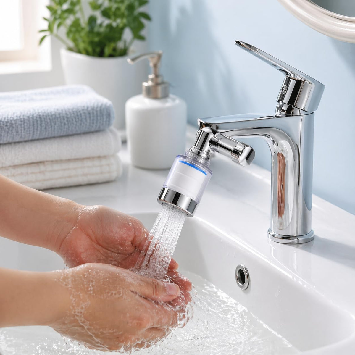 Faucet Extender Aerator, 720° Rotatable Tap Nozzle with Dual Flow Modes, Filter and Anti-Splash Metal Head for Kitchen and Bathroom Sinks - image 2