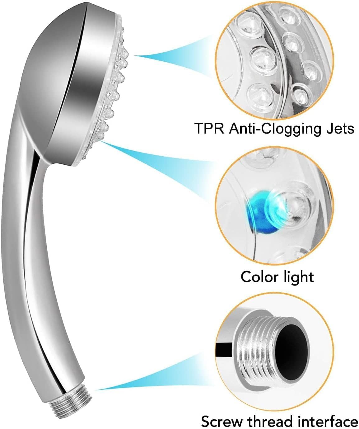 LED Shower Head Handheld High Pressure Water Saving Color Changing Temperature Sensor Eco-Friendly Bathroom Accessory B-208 - image 5