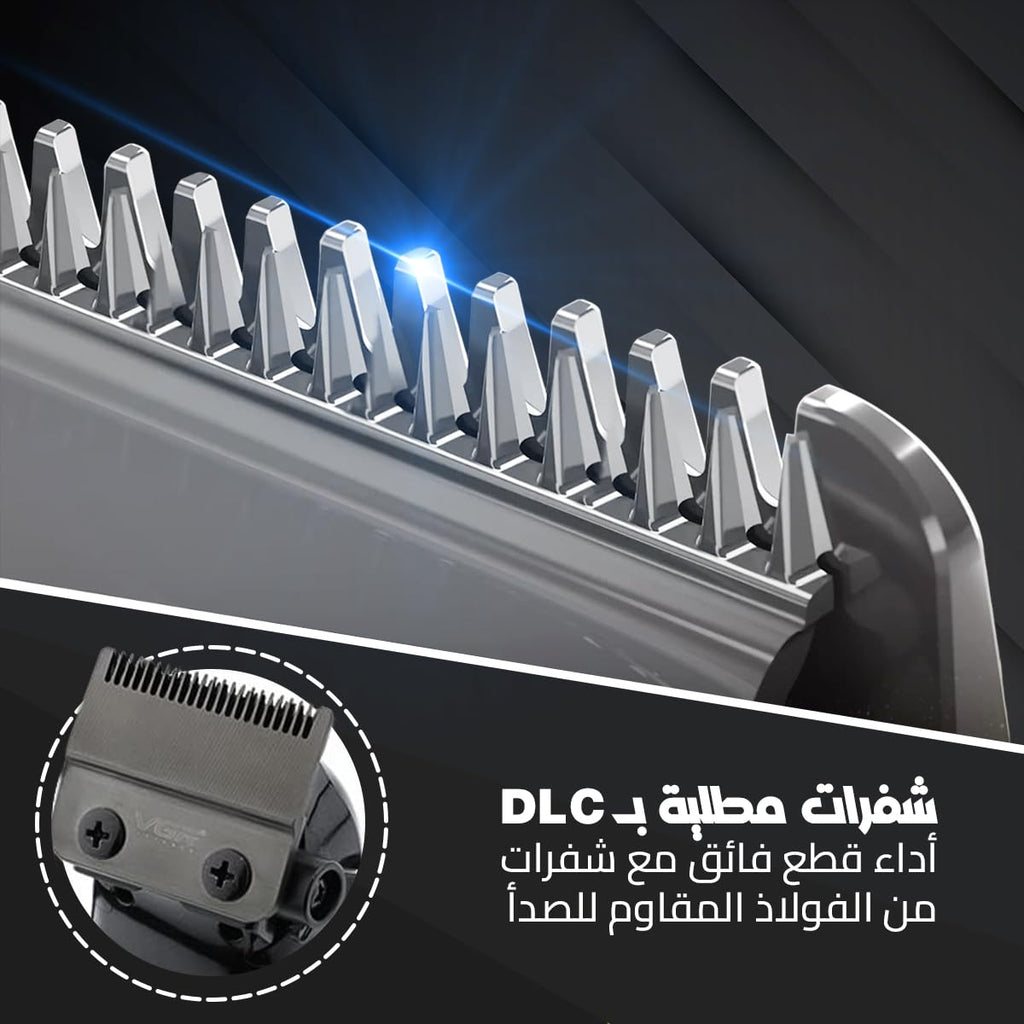 Hair Clipper Beard Trimmer for Men VGR V-653, DLC Coated Blades Adjustable Taper Lever, 100-Min Runtime LED Indicator Stainless Steel (Black) - image 3