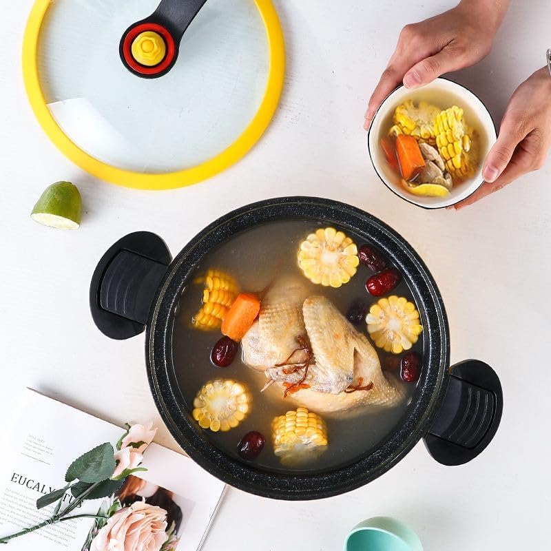 Fryer Pan With Lid 3.5L Non Stick Cooking Pot With Handle 22cm Kitchen Pan For Indoor Outdoor Use Heat Resistant Easy To Clean Healthy Low Fat Cooking Gadgets - image 6