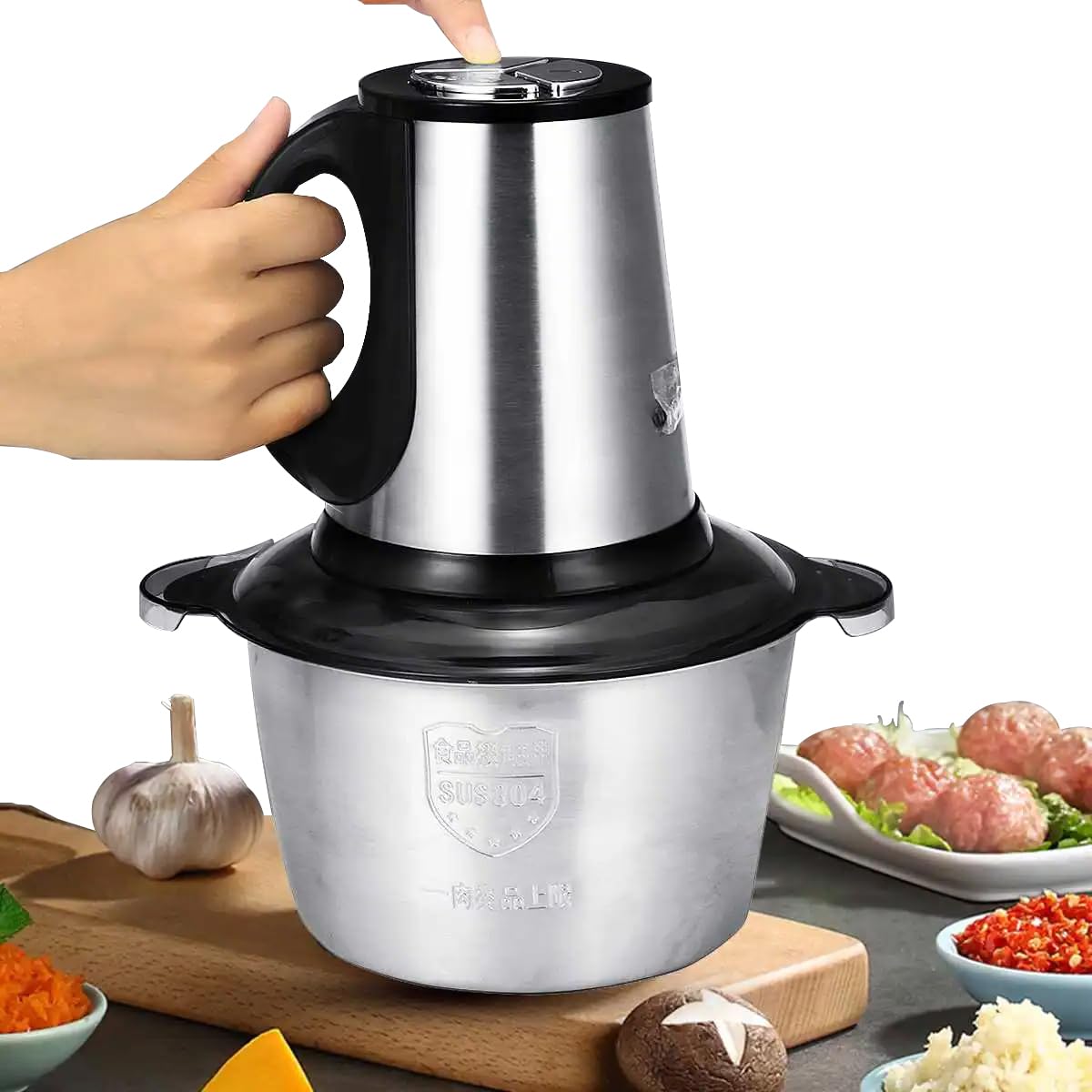 CITY Meat Grinder Meat Chopper Meat Cutter Meat Tenderizer Meat Slicer Powerful Meat Mincer Powerful Blender with Knives, Large Capacity Stainless Steel, HMA (1018, 5 L) - image 7