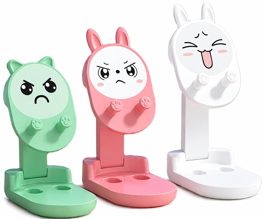 Phone Stand, Adjustable Foldable Desk Mobile Holder for Smartphones and Tablets, Portable Cartoon Stand for Video Calls, Watching, Study, Home and Office, Mint Green - image 8