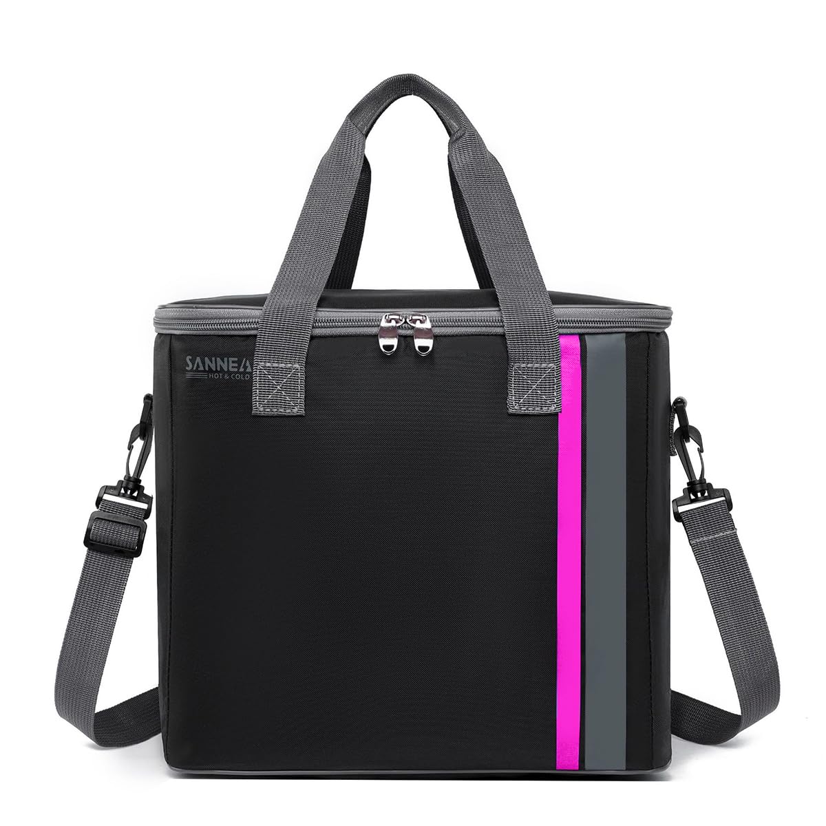 Cooler Bag, Insulated Lunch Bag 22 L, Thermal Cooler Tote, Waterproof Leakproof Lunch Box Bag for Hot and Cold Meals, Food Storage for Work, School, Picnic, Travel, hanso, BB-571 (Black/Pink) - image 1