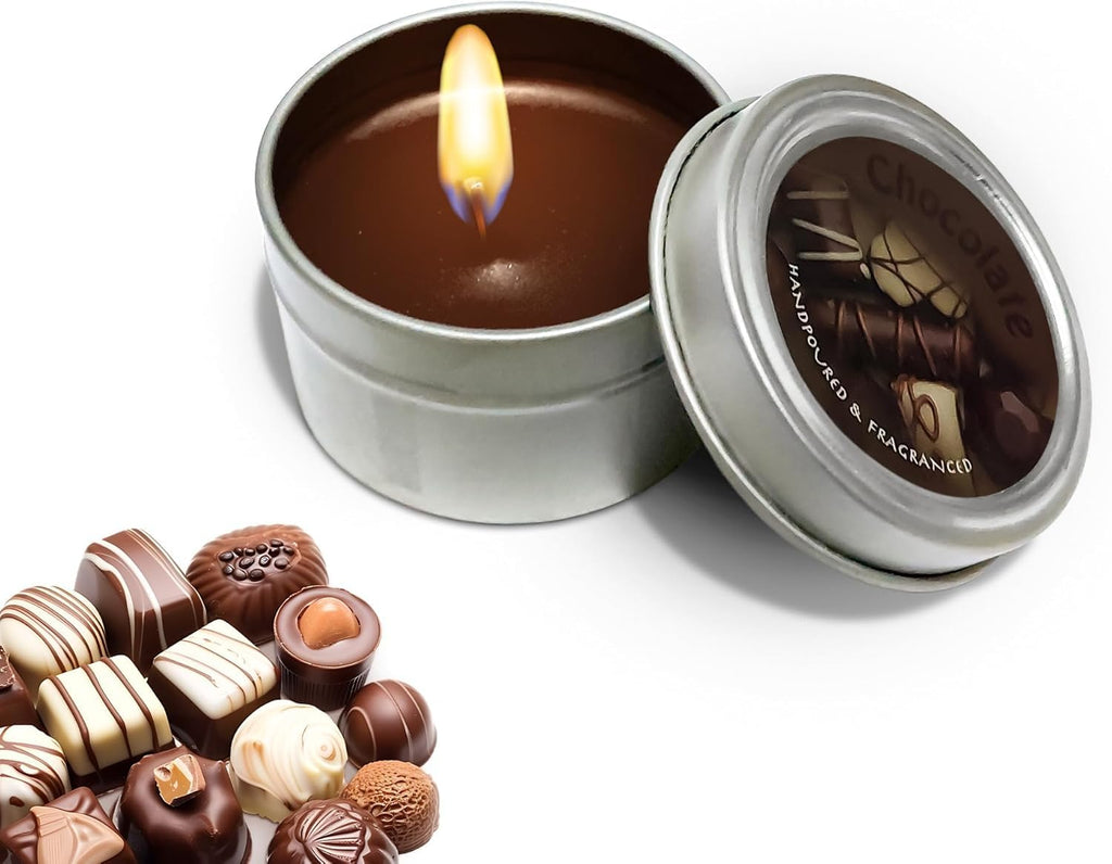 Scented Candle – Soy Wax Aromatherapy Tin with Lid, Long Lasting Home Fragrance for Bedroom, Bath, Spa, Yoga, Travel Gift for Women (Chocolate) - image 1