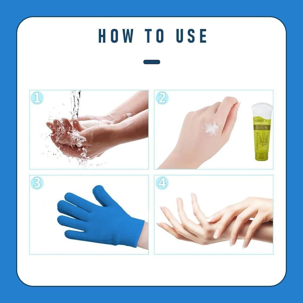 Moisturizing Gloves Spa Gel Hand Mask Soft Smooth in 20 Minutes Jojoba Olive Oil Vitamin E One Size for Daily Hand Care (Dark Blue) - image 5