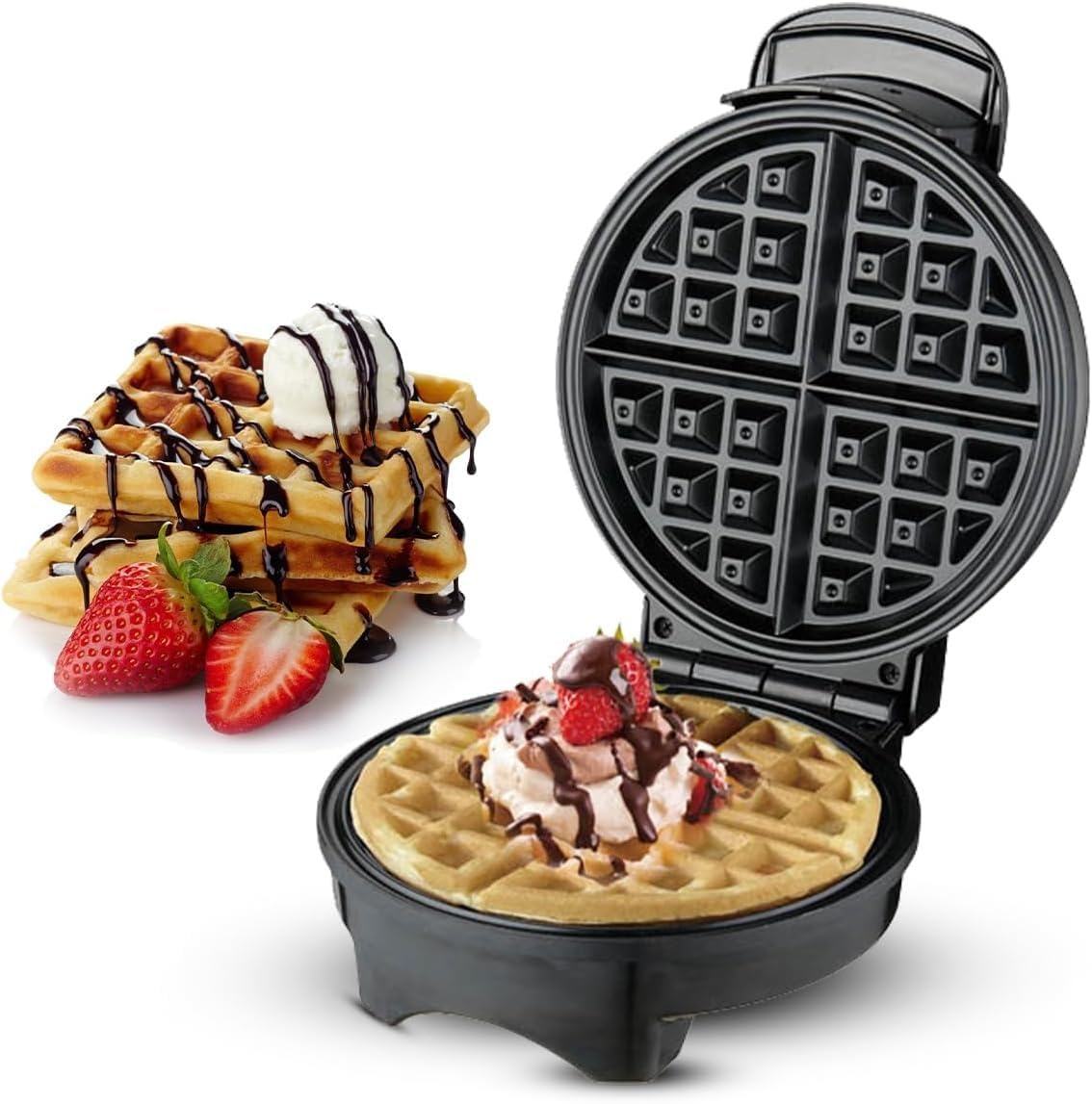Waffle Maker 850W with Non-Stick Plates, Adjustable Temperature Control and Cool-Touch Housing for Sweet and Savoury Breakfasts, KC1048 - image 1