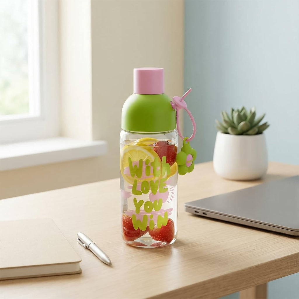 Glass Water Bottle 450ml with Tea Infuser, Leakproof BPA-Free Herbal Drink Cup with Strainer, Portable Reusable Bottle for Office, Travel and Daily Use, GG-2538, Green - image 6