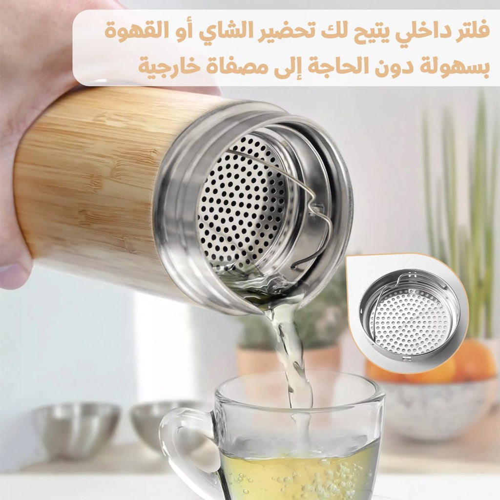 Water Bottle 500ml Stainless Steel Vacuum Insulated Flask with Bamboo Lid, Double-Wall Leak-Proof for Hot Cold Drinks Coffee Travel Office Gym - image 4
