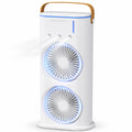 Desk Fan with Mist Spray, Compact Dual-Head Table Cooling Fan with Remote Control, RGB Light and USB Charging for Home, Office, Bedroom and Study, T-559 (White) - image 1