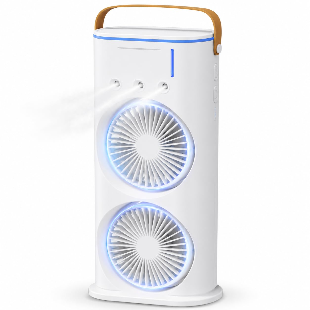 Desk Fan with Mist Spray, Compact Dual-Head Table Cooling Fan with Remote Control, RGB Light and USB Charging for Home, Office, Bedroom and Study, T-559 (White) - image 1