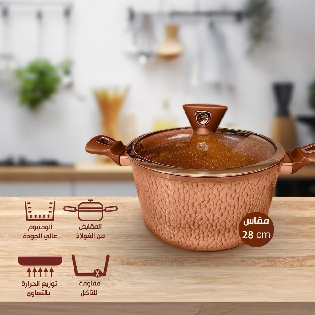 Granite Pan Non Stick Casserole Aluminum Base Whitford Eternal Coating Healthy Low Fat Cooking Easy Clean Durable Kitchen Gadget (Copper, 20cm) - image 2