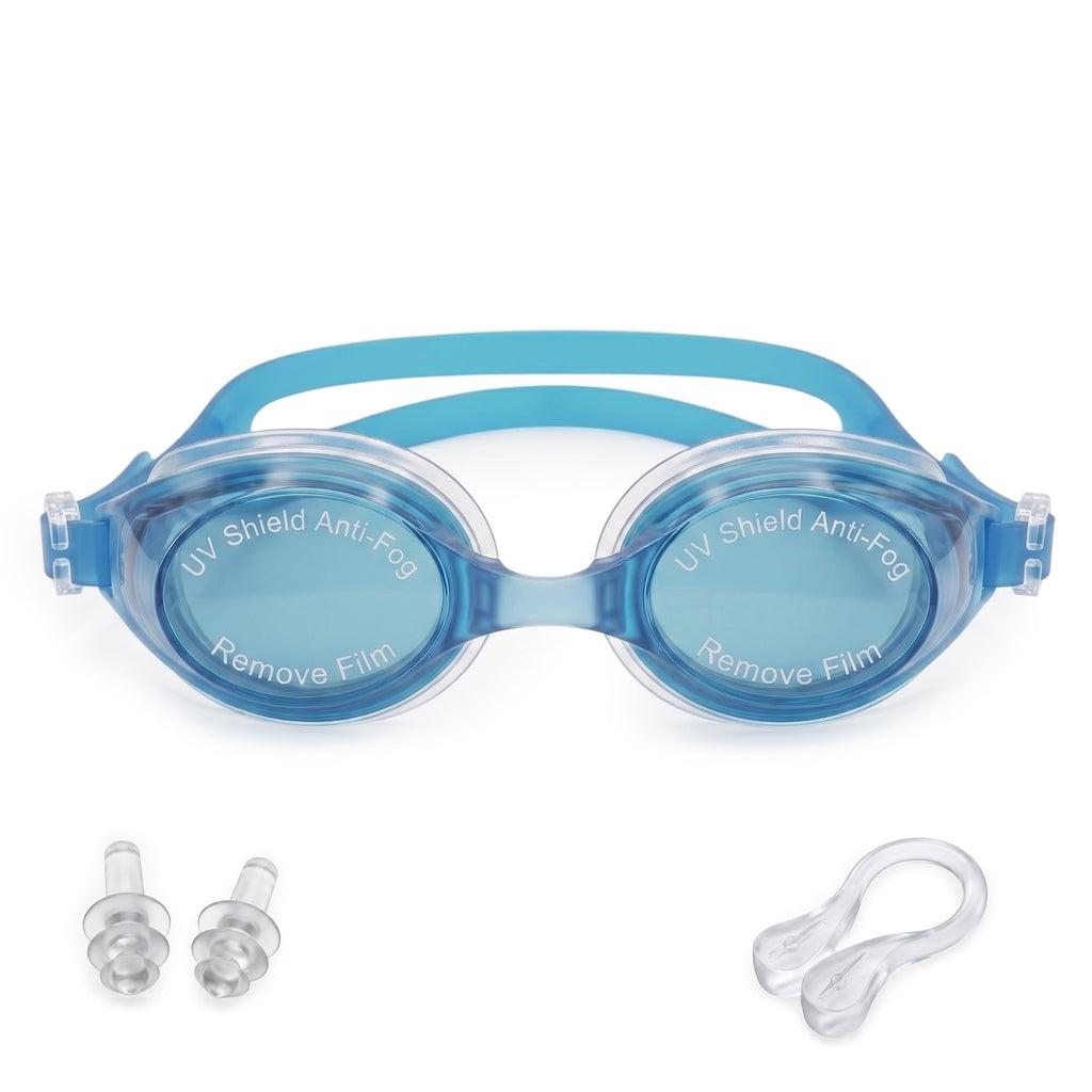 Swimming Goggles with Hypoallergenic Silicone, Shatter-Resistant Lenses and Adjustable Strap for Pool, Beach, Training and Recreational Swimming, SB-380, Light Blue - image 1