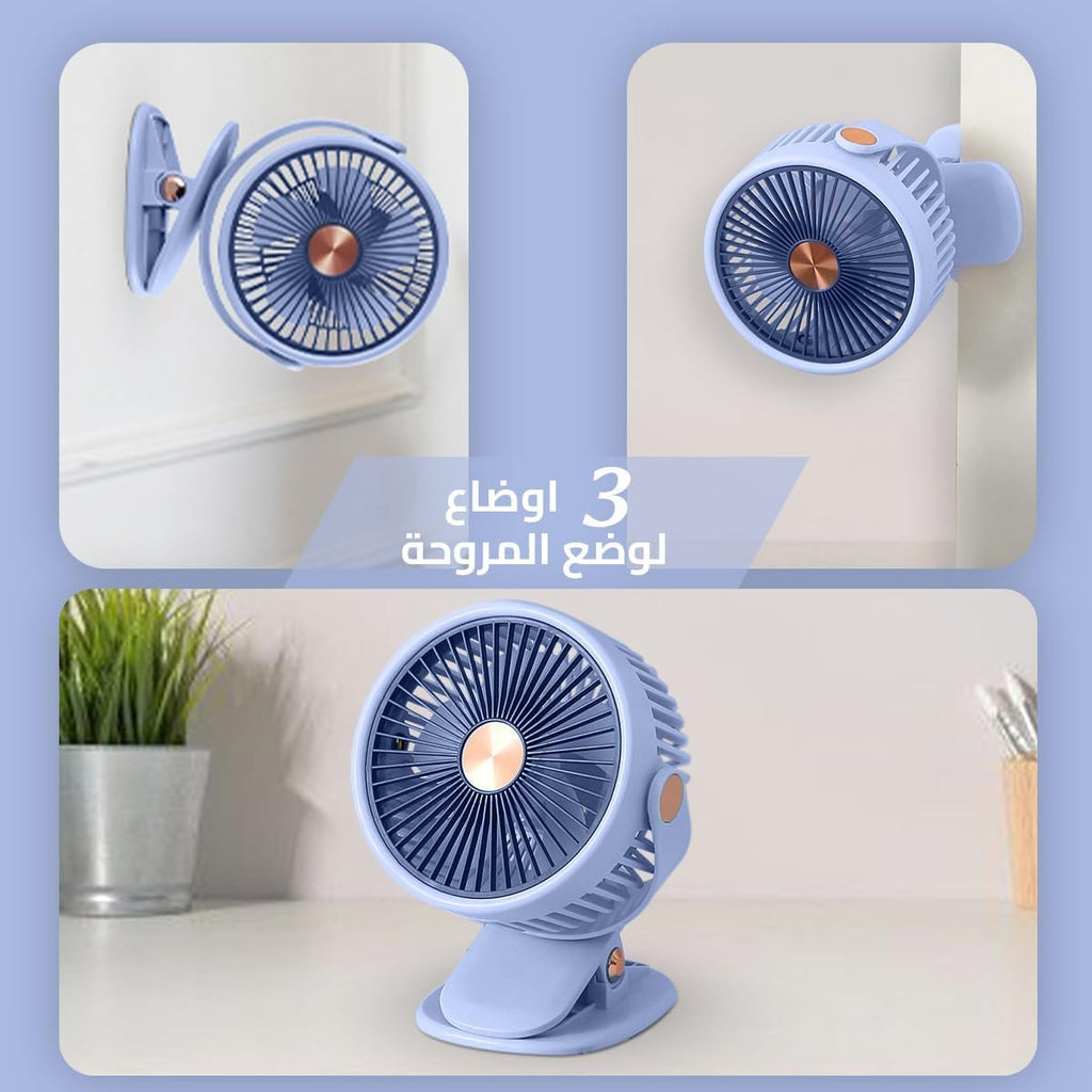 Mini Fan, Portable USB Handheld and Desk Fan with 3 Speeds, 5W Quiet Airflow and Stand for Home, Office, Study and Travel, ZB125 (Blue) - image 5