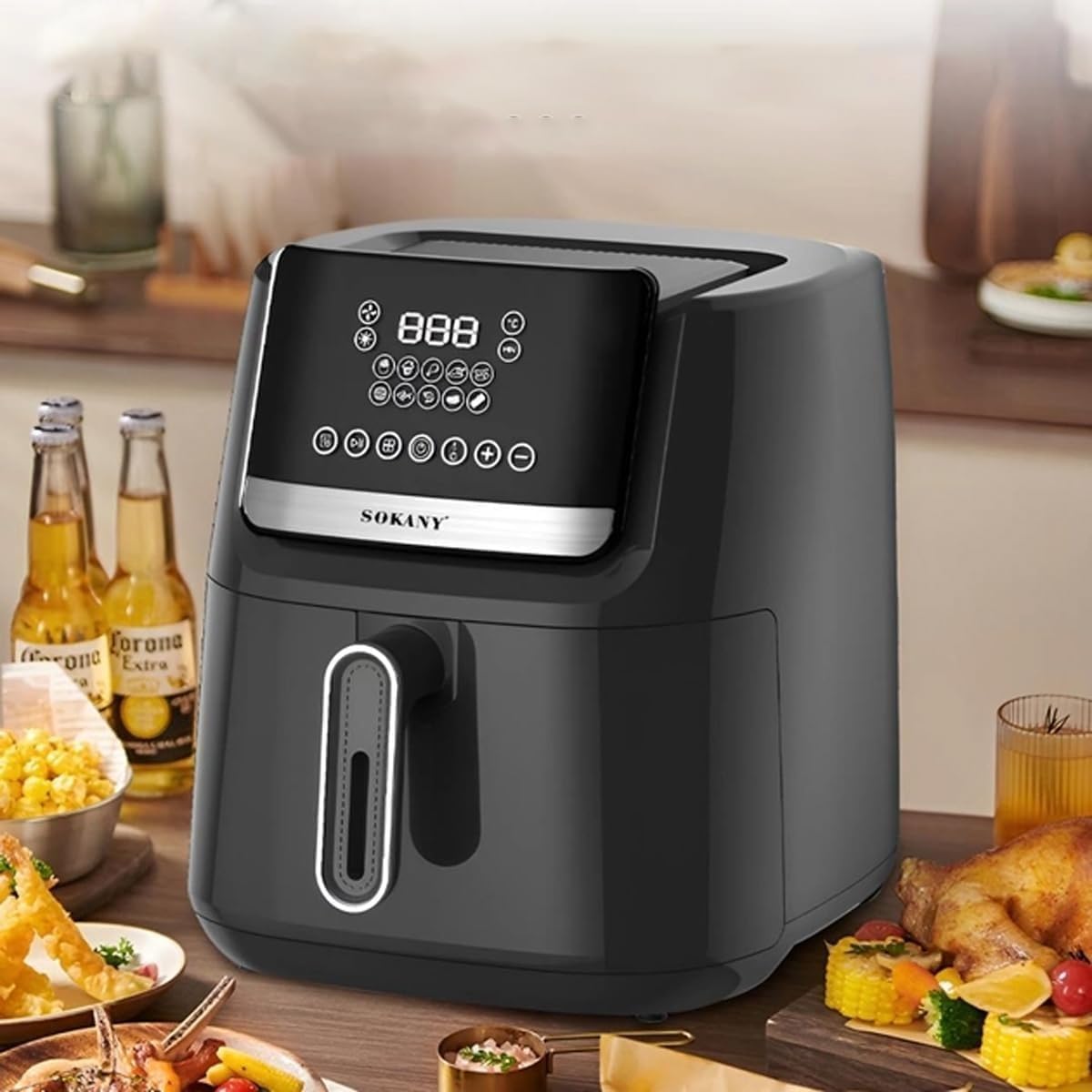 Air Fryer 6.5L 1800W, Sokany Digital Oil-Free Cooker with Adjustable Temperature and Timer, Hot Air Circulation, Easy-Clean Basket, Non-Slip Base and Overheat Protection, SK-10007 - image 7