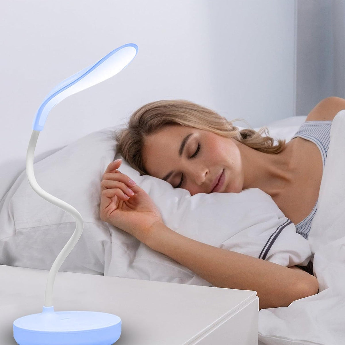 LED Desk Lamp for Study, Foldable Touch Control Table Light with 3 Brightness Levels, Adjustable Reading Lamp for Home Office and Bedside (EL-331 Blue) - image 7