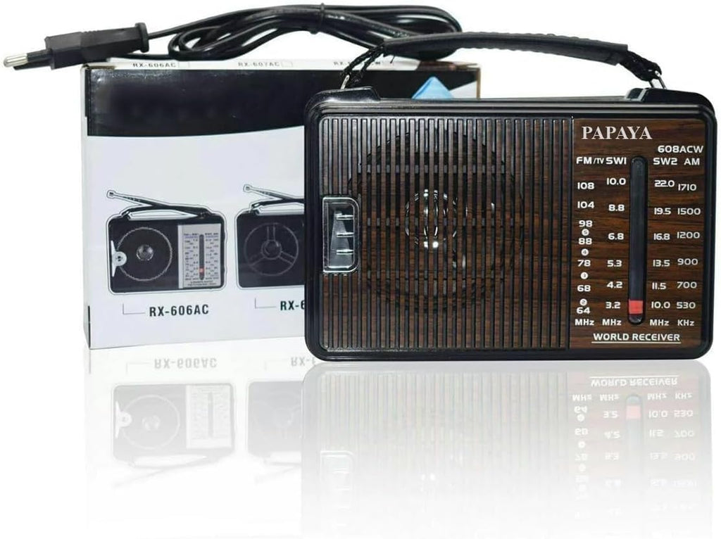 Radio AM/FM/SW1/SW2/TV Transistor Radio AC with Best Reception Big Speaker and Precise Tuning Knob (608 (Brown)) - image 1