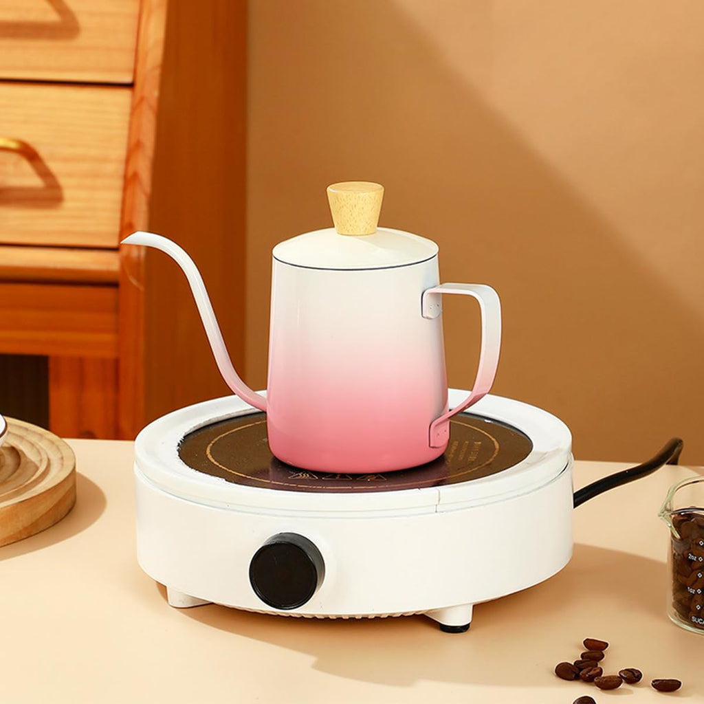 Mini Tea Pot Stainless Steel 350ml With Lid Long Spout Coffee Pour Over Kettle Classic Design For Tea And Coffee Home And Travel (Pink) - image 6