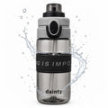 Water Bottle 500ml with Straw, BPA-Free Lightweight Plastic Sports Bottle with Leak-Resistant Lid for School, Gym, Fitness, Outdoor and Travel, FL-1315, Grey - image 1