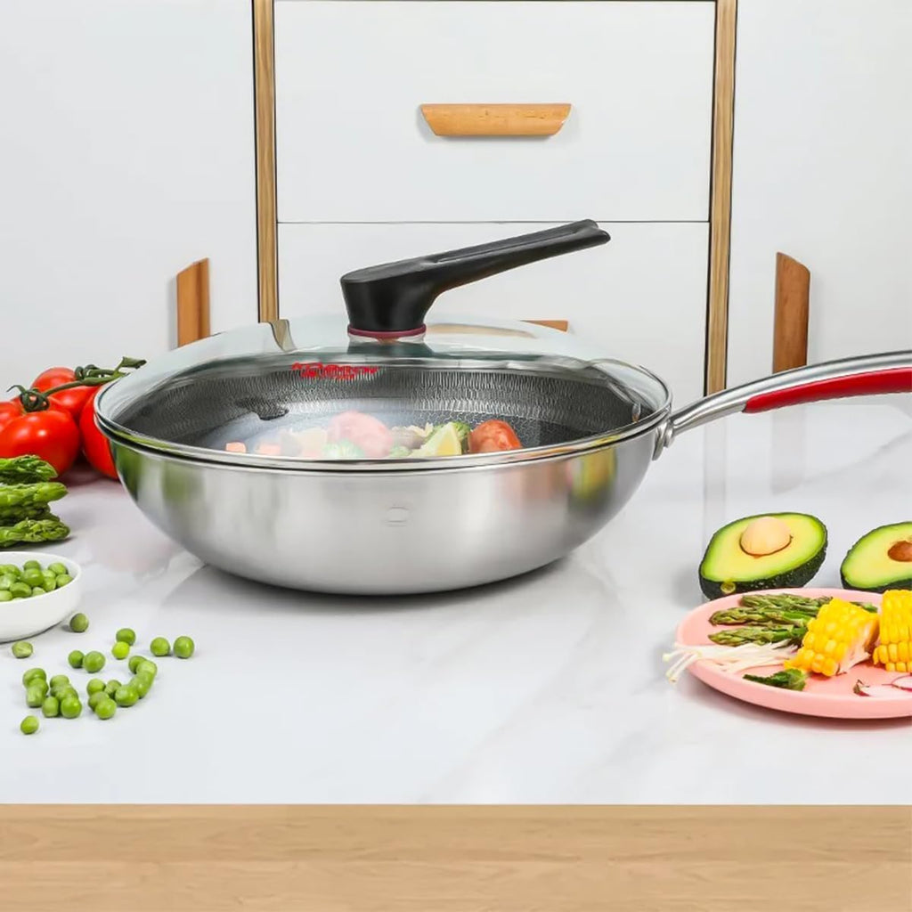 Non-Stick Frying Pan 32cm with Lid, Deep Cooking Pan for Gas Stoves with Heat-Resistant Soft-Touch Handle, Easy-Clean Cookware for Frying, Sautéing and Family Meals - image 2