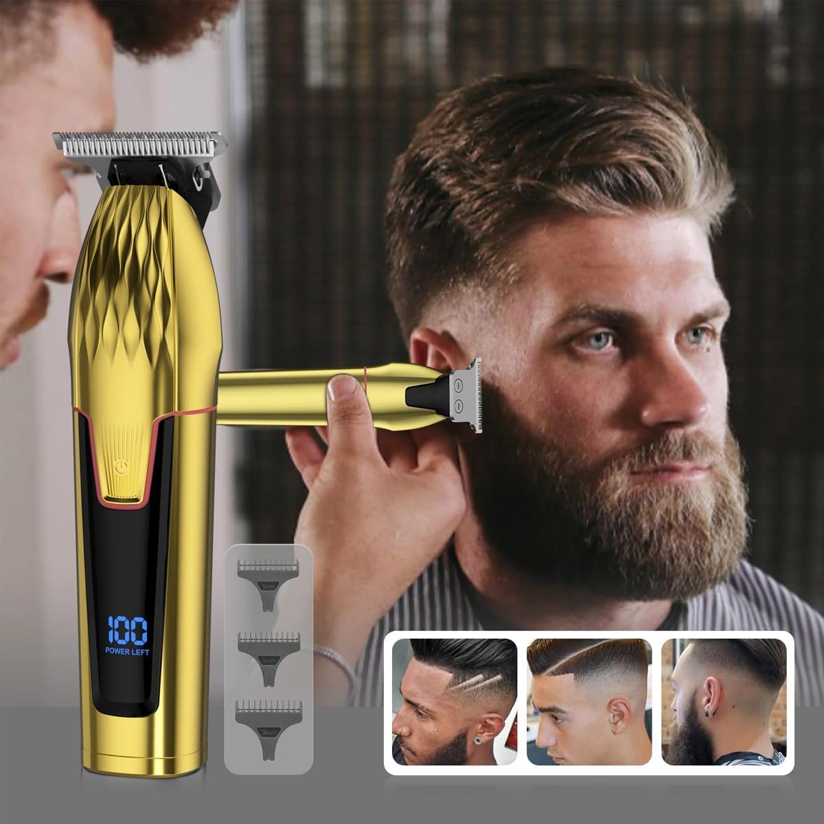 SOKANY Hair Shaver Hair Trimmer Cordless, LCD Display, for Men, Precision Trimming, Stainless Steel Blades, Ergonomic Grip, Easy Clean, Hair Shaver, SK-LF-9933 - image 7